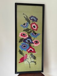 Framed Floral Needlepoint Art