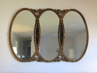 Hollywood Regency Triple Oval Wall Mirror