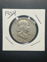 1954 Benjamin Franklin Silver Half Dollar