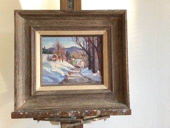 Winter Village Rowena Sandford Signed Oil Painting