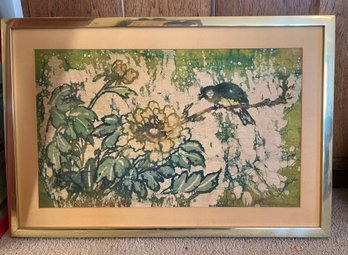 Vintage Framed Art On Fabric