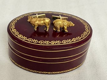 14k Gold Bull & Bear Men's Cufflinks - 28g