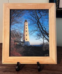 Beautiful Print Of Historic New London Harbor Light By Bonita Photography Canvas On Wood With Metal Stand   LR