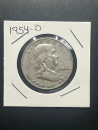 1954-D Benjamin Franklin Silver Half Dollar