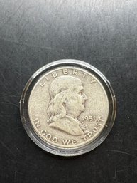 1951-D Benjamin Franklin Silver Half Dollar