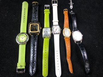 Lot Of Leather Band Dress Watches