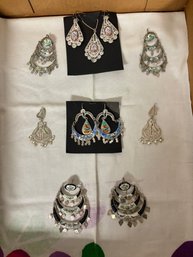 Beautiful Vintage Handmade Different Type Pairs Of Earrings Collection & Set Of 3 Earring & Necklace.  TA / A3