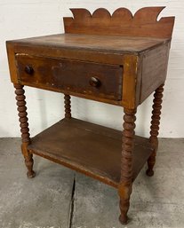 19th Century One Drawer Stand With Unique Backsplash