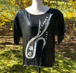 Vintage Silk & Sequin Top ~ Made In India ~