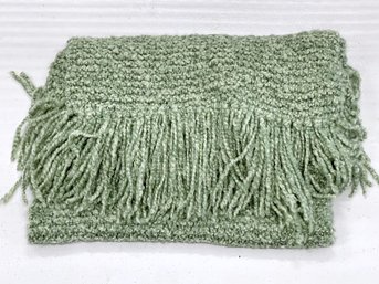 Plush Woven Blanket In Soft Green - 22 X 53