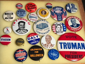 Lot Of 22 Antique Political Union Labor Pins & Others - Jimmy Hoffa - Conventions - 1939 AFL CIO - Unusual !