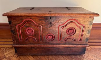 Antique Indonesian Carved Wood Blanket Chest