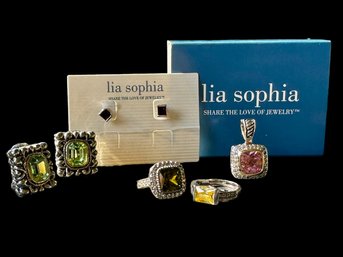 Lia Sophia Sparkly Jewelry Grouping Of Earrings & Rings