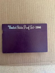 Beautiful 1986 US Mint Proof Set In Box & COA