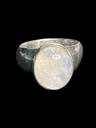 Vintage Sterling Silver Ring With Large Opal Color Stone, Size 8