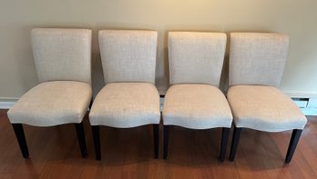 Four Williams Sonoma Dining Chairs With Cream Fabric