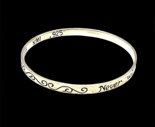 Heavy Sterling Silver Hebrews 13:5 Bangle Bracelet