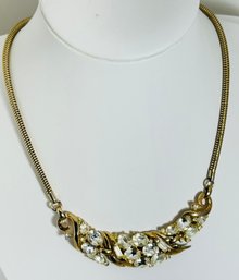 VINTAGE SIGNED CROWN TRIFARI GOLD TONE RHINESTONE 13'-16' NECKLACE