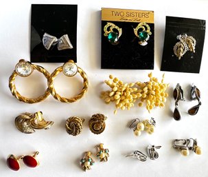 13 Pairs Vintage Clip-On Earrings By Monet, Majorica & More, Includes 3 New
