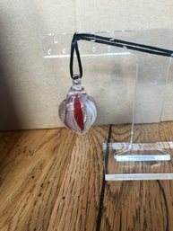 Hand Blown Pennant Necklace.