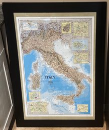 Large & Framed National Geographic Map Of Italy -  Revised 2008.  41 Inches Tall!                 Kitchen