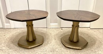 Pair Of Midcentury Walnut Top End/Side Tables