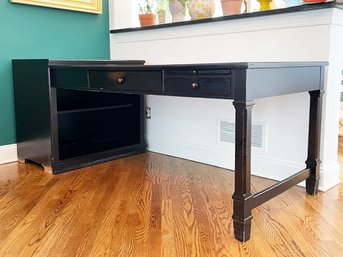 A Solid Wood Desk With File Storage Side Unit By Thomasville