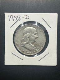 1958-D Benjamin Franklin Silver Half Dollar