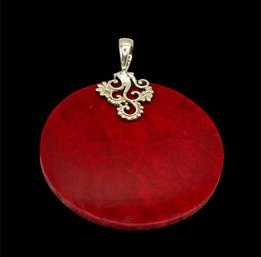 Vintage Sterling Silver Ruby Red Pendant