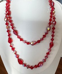 VINTAGE RED AURORA CRYSTAL NECKLACE VERY PRETTY FOR THE HOLIDAY'S