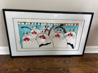 Amazing Signed Martha Wahlert 'six Cats From France' In Frame