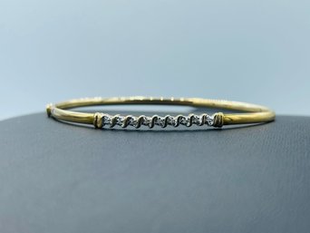 Elegant 10k Yellow Gold & Multi Diamond Bangle Bracelet