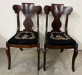 Two Pretty 19th Century Needlepoint Side Chair