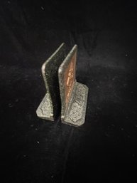 Pair Of Vintage Metal Mantle-piece Bookends