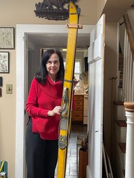 Pair Of Vintage Wooden Cross Country Skis Marked 'SUPER GALAXIE'