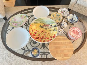 Table Lot Of Glass And Ceramic Items