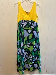 GLAM Women's Empire Waist Sundress With Yellow Knit Colorblock - Size M