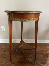 Quaint MCM Louis XVI Style Round Wooden End Accent Table