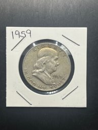 1959 Benjamin Franklin Silver Half Dollar