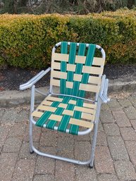 Vintage Green Tone Aluminum Web Chair