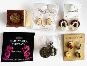 Centaur Pill Box & 5 Pairs New Earrings: Ammonite, Simply Vera Vera Wang, Coldwater Creek & More