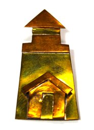 Signed Hebert 98 Mixed Metals Building Brooch