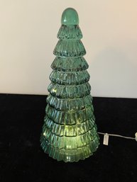 Light Up Glass Christmas Tree Decor Piece