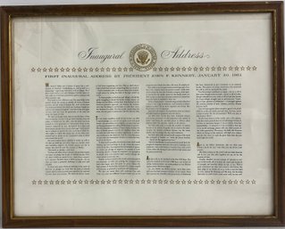 1961 Framed Inaugural Address By JFK