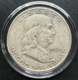 1950-D Ben Franklin Silver Half Dollar