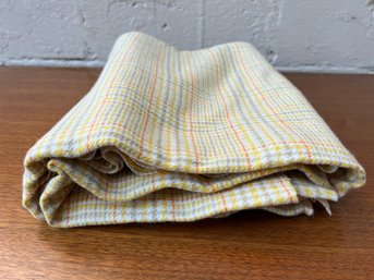 Lemon Yellow Mid Weight 1960s Plaid Wool - 53 X 90