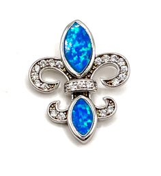 Beautiful Sterling Silver Blue Fire Opal Color Inlay Pendant