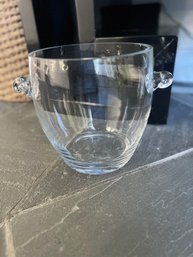 Clear Glass Vase/ice Bucket W/knob Handles