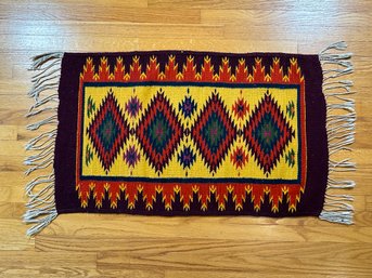 A Striking Handwoven Reversible Kilim Mat In Wool With A Bold Geometric Pattern, 39'x23'