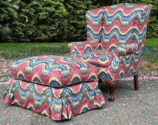 A Wing Chair And Matching Ottoman